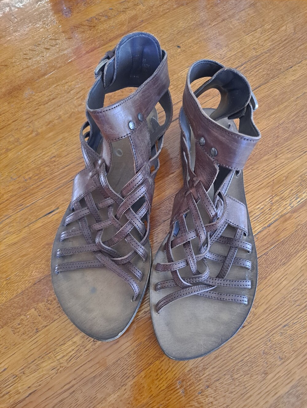 Brown Woven Gladiator Sandals